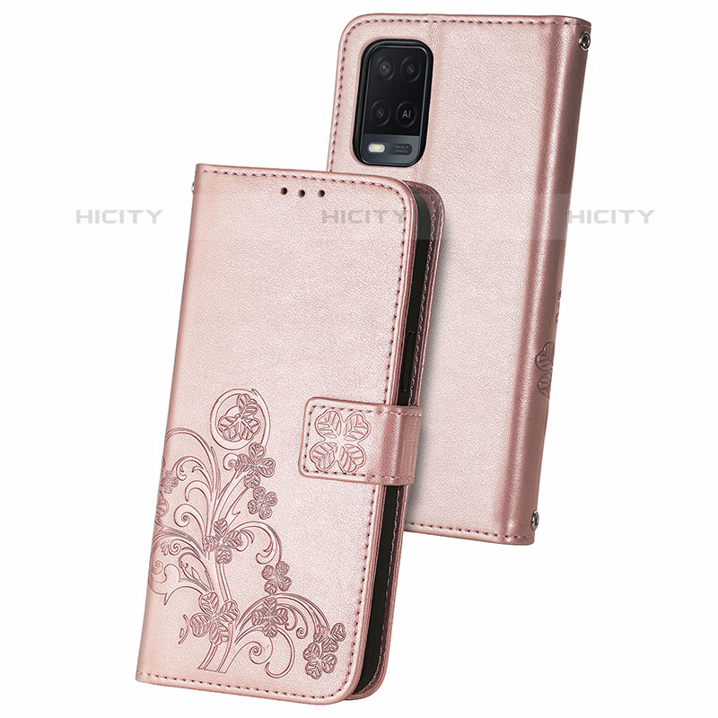 Coque Portefeuille Fleurs Livre Cuir Etui Clapet pour Oppo A54 4G Plus