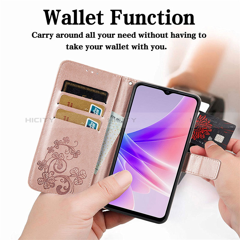 Coque Portefeuille Fleurs Livre Cuir Etui Clapet pour Oppo A57 5G Plus