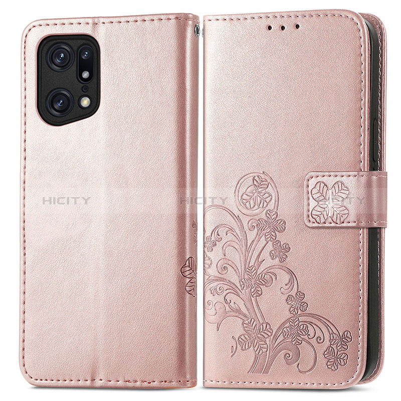 Coque Portefeuille Fleurs Livre Cuir Etui Clapet pour Oppo Find X5 5G Plus