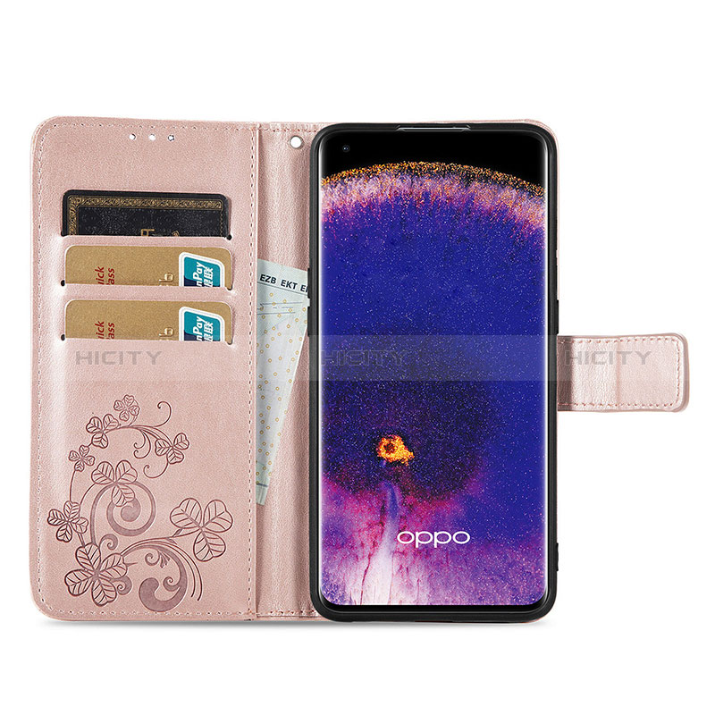 Coque Portefeuille Fleurs Livre Cuir Etui Clapet pour Oppo Find X5 5G Plus