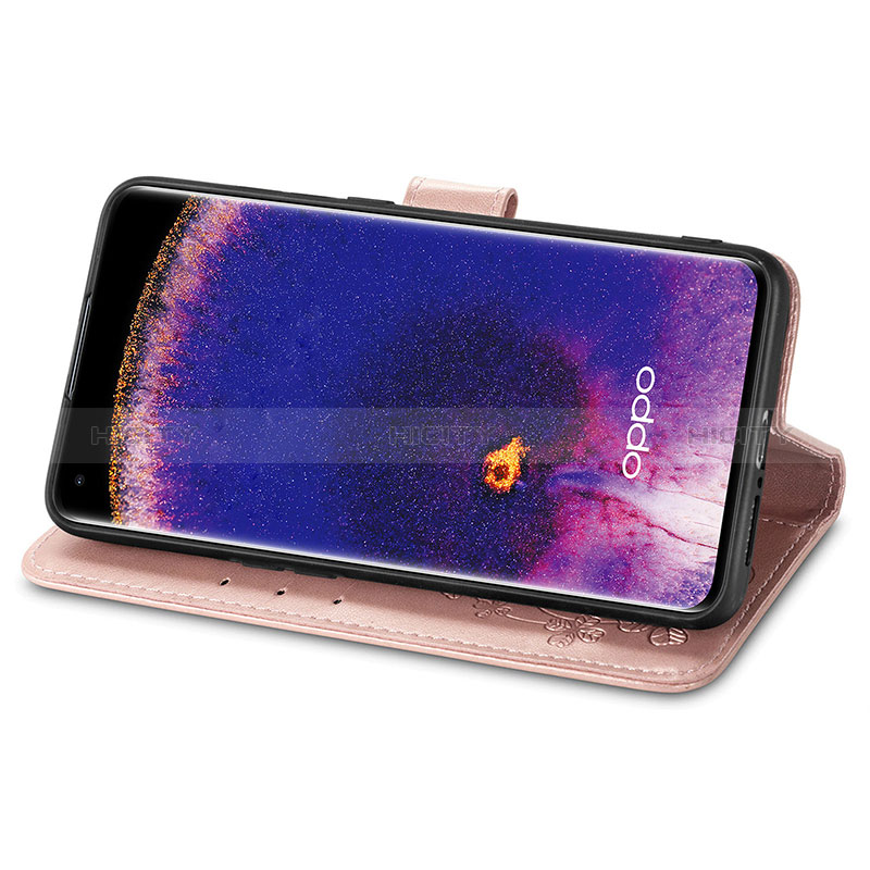 Coque Portefeuille Fleurs Livre Cuir Etui Clapet pour Oppo Find X5 5G Plus