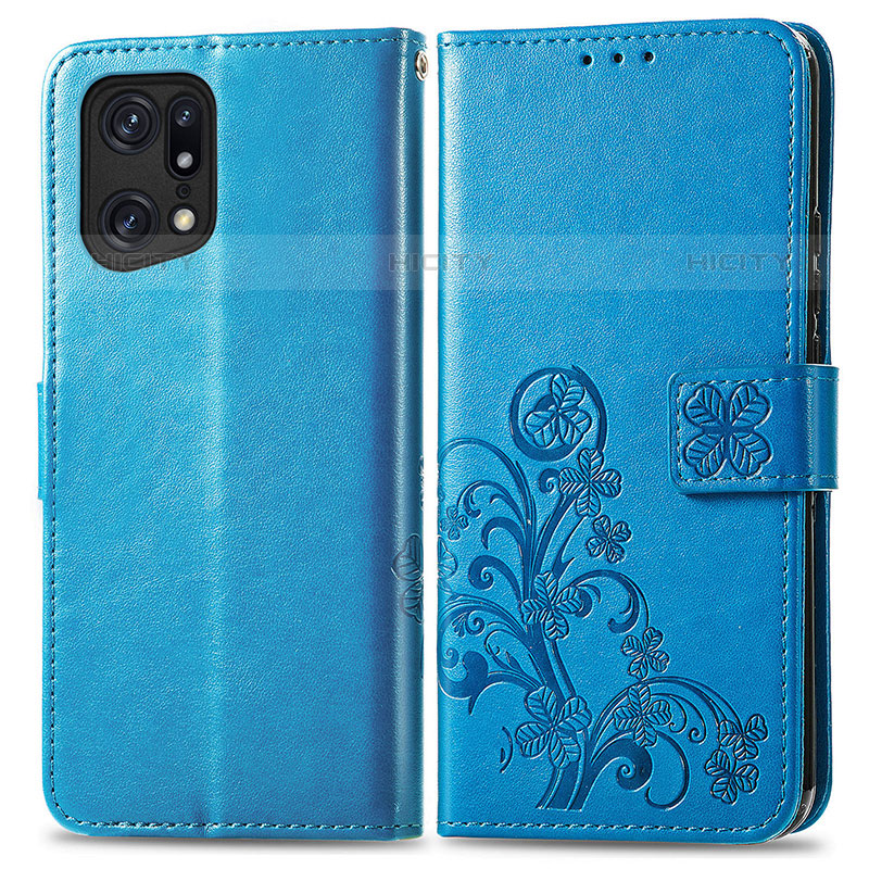 Coque Portefeuille Fleurs Livre Cuir Etui Clapet pour Oppo Find X5 Pro 5G Plus