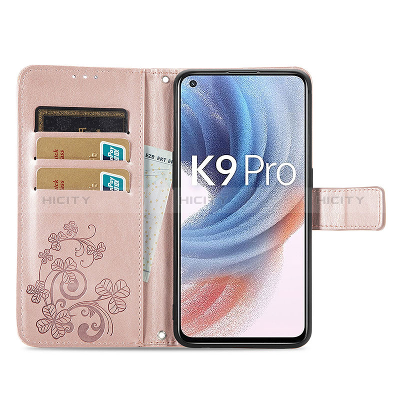 Coque Portefeuille Fleurs Livre Cuir Etui Clapet pour Oppo K9 Pro 5G Plus