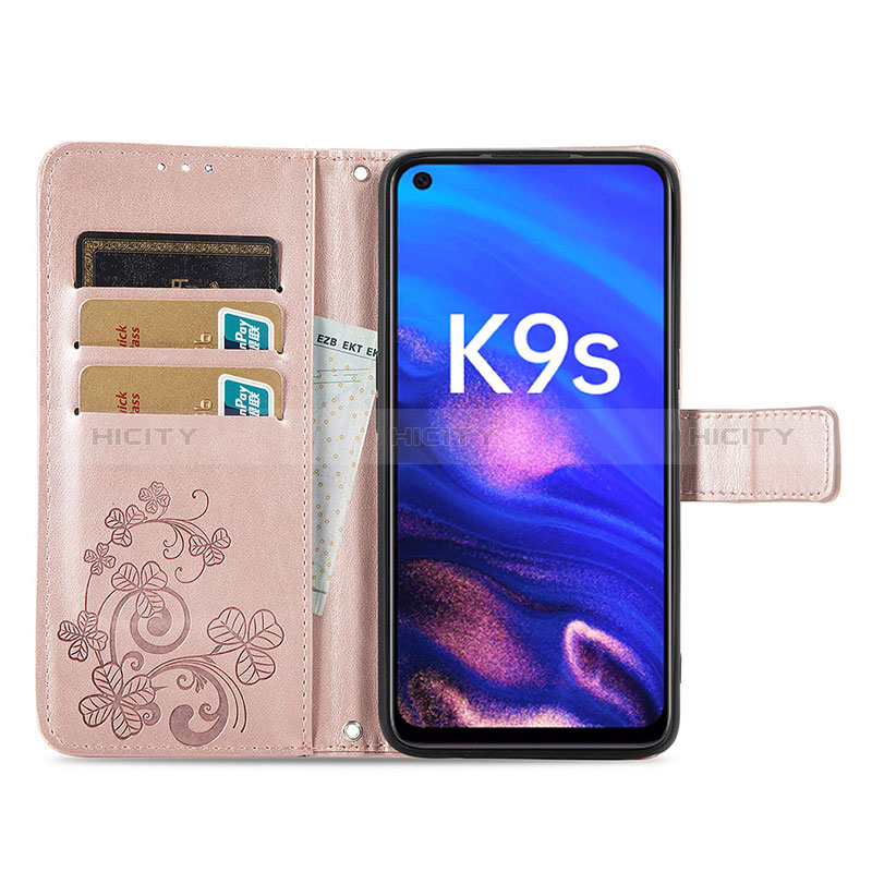 Coque Portefeuille Fleurs Livre Cuir Etui Clapet pour Oppo K9S 5G Plus