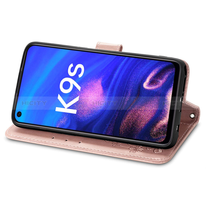 Coque Portefeuille Fleurs Livre Cuir Etui Clapet pour Oppo K9S 5G Plus