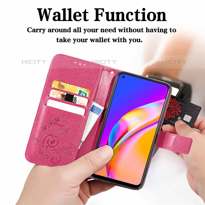 Coque Portefeuille Fleurs Livre Cuir Etui Clapet pour Oppo Reno5 Lite Plus