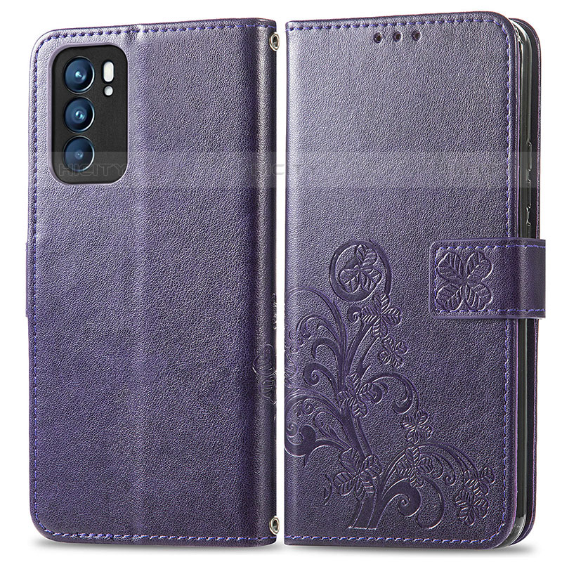 Coque Portefeuille Fleurs Livre Cuir Etui Clapet pour Oppo Reno6 5G Plus