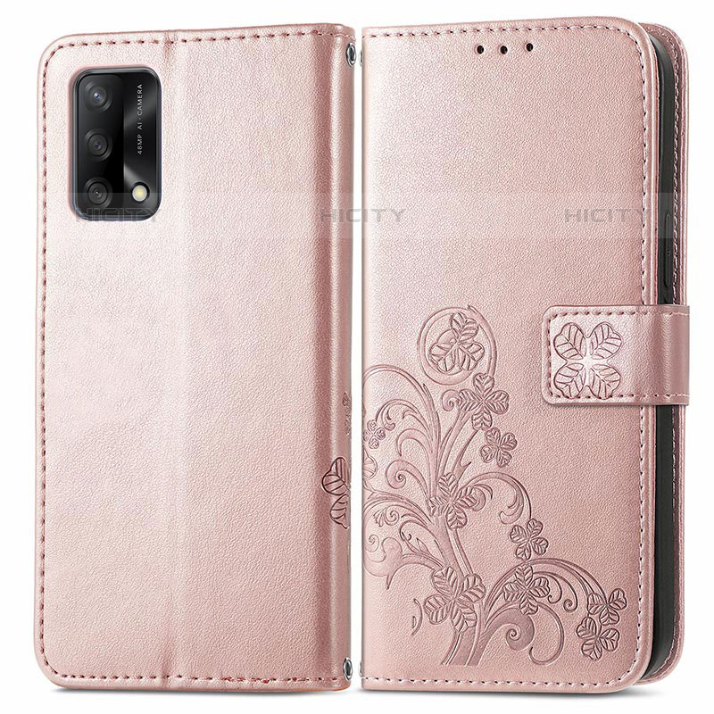 Coque Portefeuille Fleurs Livre Cuir Etui Clapet pour Oppo Reno6 Lite Rose Plus