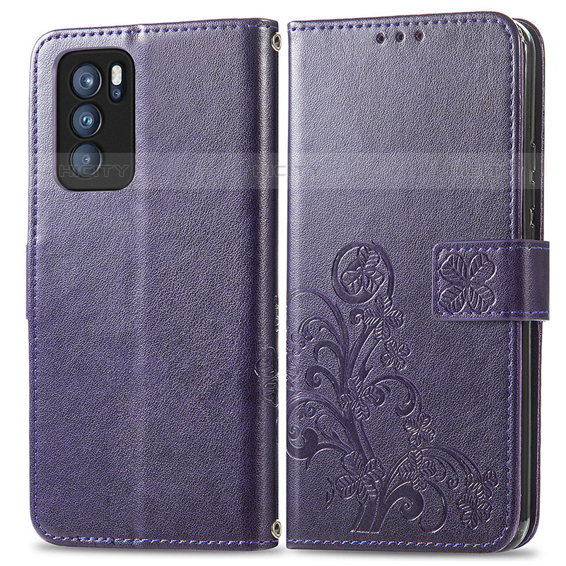 Coque Portefeuille Fleurs Livre Cuir Etui Clapet pour Oppo Reno6 Pro 5G India Plus