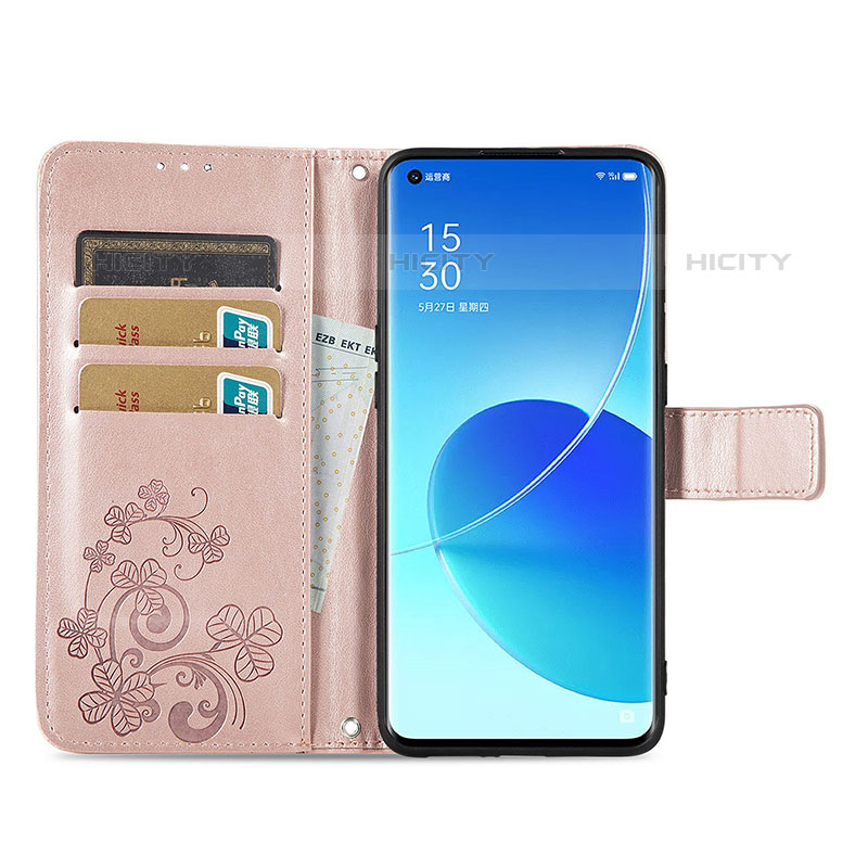 Coque Portefeuille Fleurs Livre Cuir Etui Clapet pour Oppo Reno6 Pro 5G India Plus