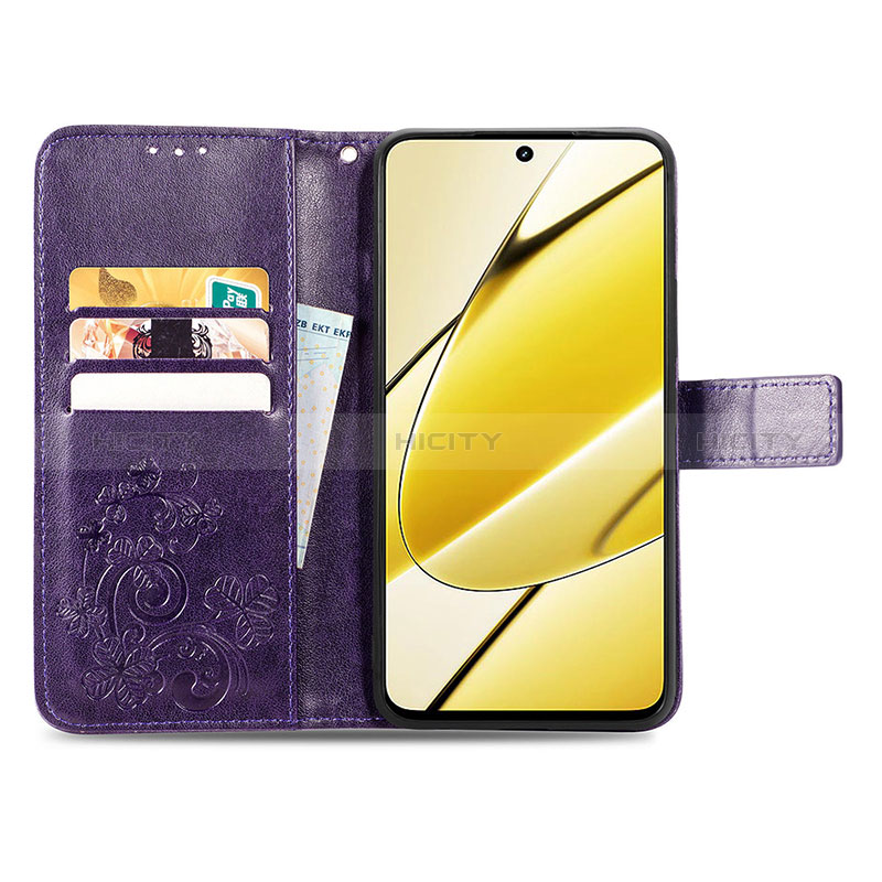 Coque Portefeuille Fleurs Livre Cuir Etui Clapet pour Realme 11 5G Plus