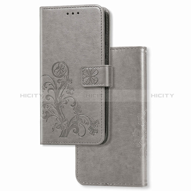 Coque Portefeuille Fleurs Livre Cuir Etui Clapet pour Realme 7i RMX2193 Gris Plus