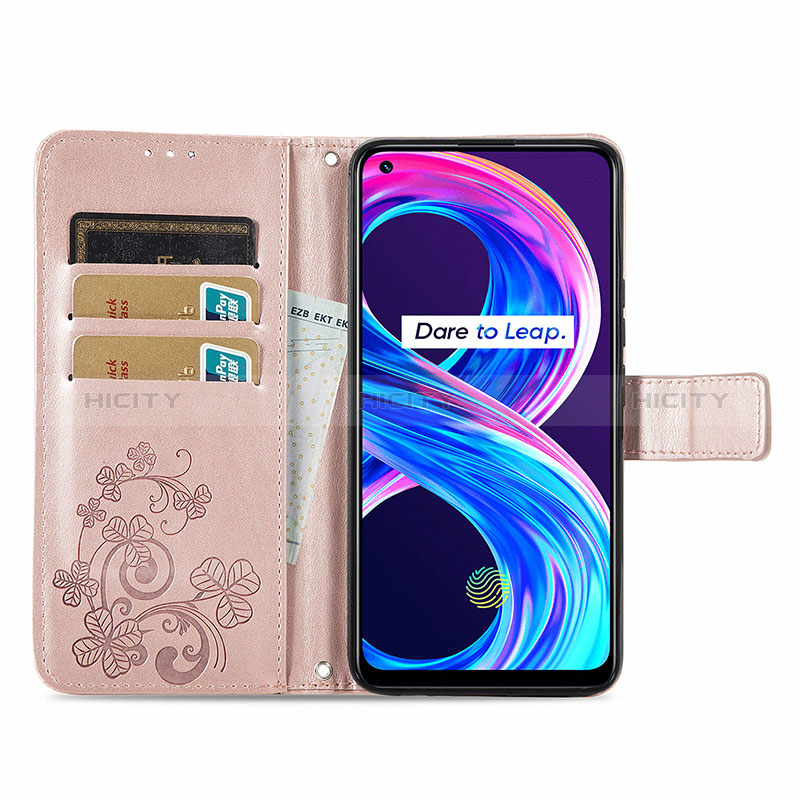 Coque Portefeuille Fleurs Livre Cuir Etui Clapet pour Realme 8 4G Plus