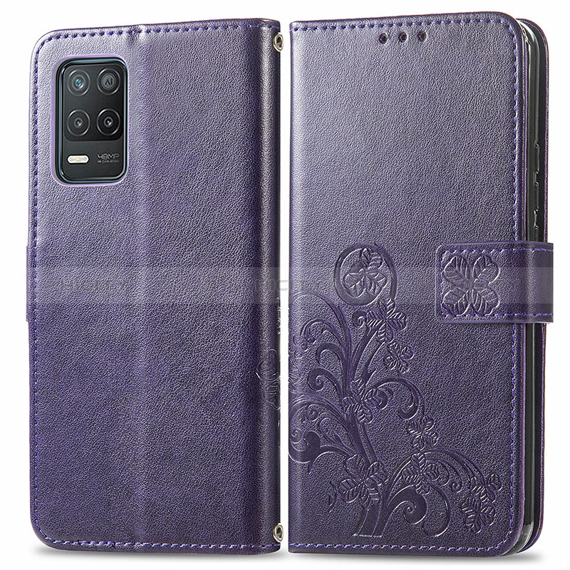 Coque Portefeuille Fleurs Livre Cuir Etui Clapet pour Realme 8s 5G Plus