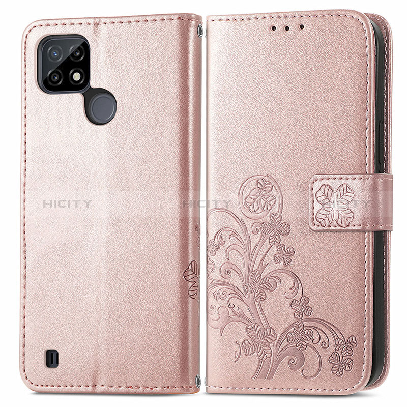 Coque Portefeuille Fleurs Livre Cuir Etui Clapet pour Realme C21 Plus