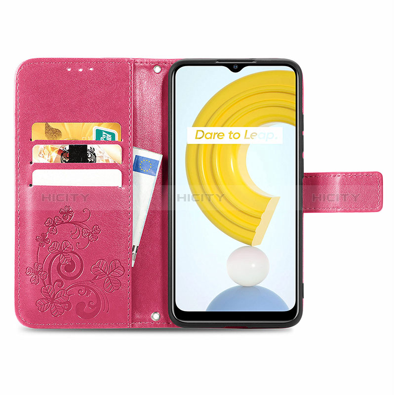 Coque Portefeuille Fleurs Livre Cuir Etui Clapet pour Realme C21 Plus