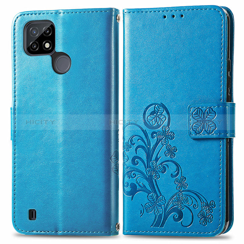 Coque Portefeuille Fleurs Livre Cuir Etui Clapet pour Realme C21Y Plus