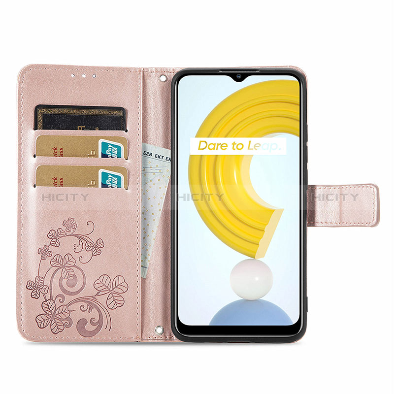 Coque Portefeuille Fleurs Livre Cuir Etui Clapet pour Realme C21Y Plus