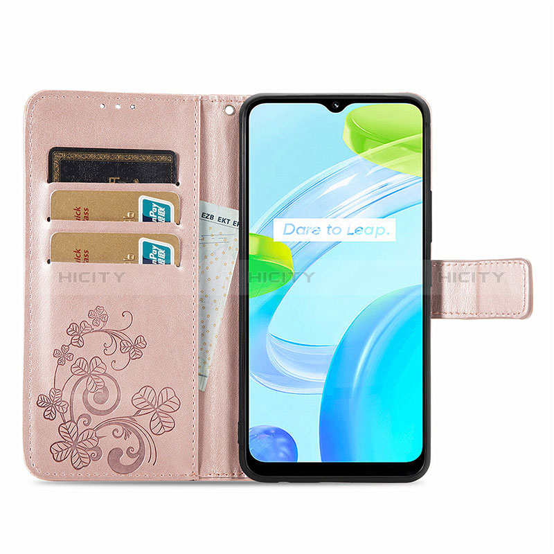 Coque Portefeuille Fleurs Livre Cuir Etui Clapet pour Realme C30 Plus