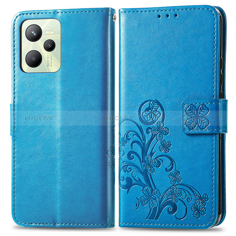 Coque Portefeuille Fleurs Livre Cuir Etui Clapet pour Realme C35 Plus