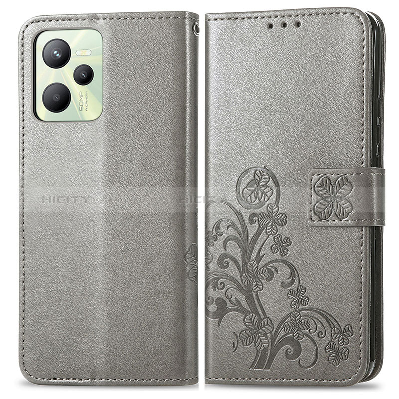 Coque Portefeuille Fleurs Livre Cuir Etui Clapet pour Realme C35 Plus