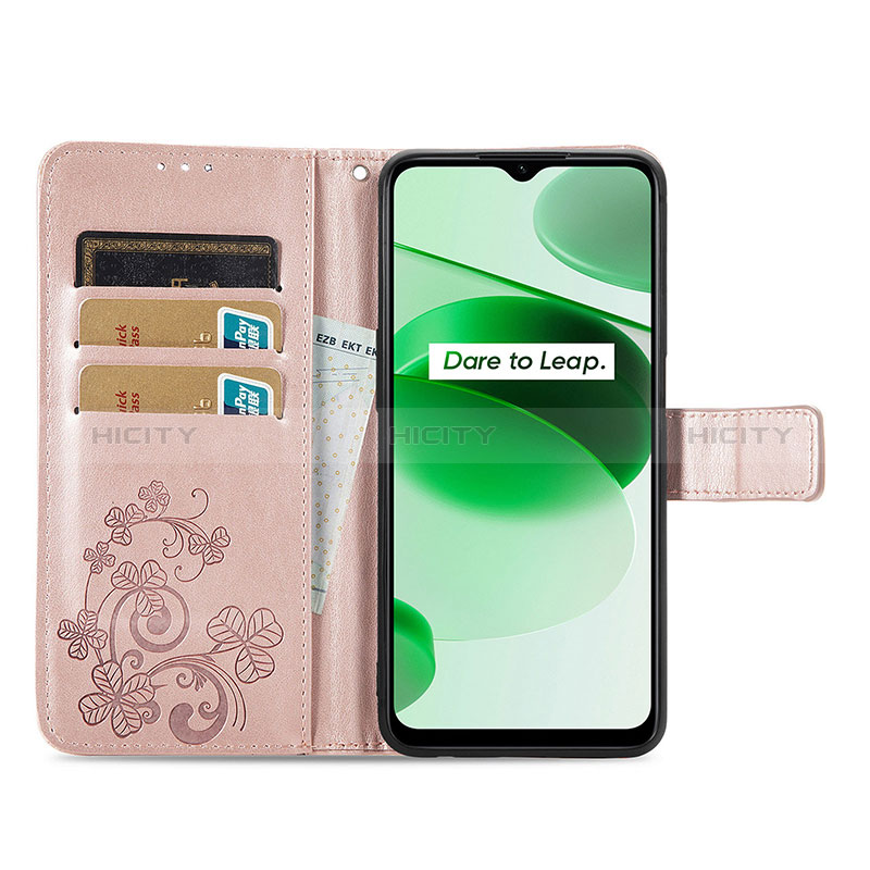 Coque Portefeuille Fleurs Livre Cuir Etui Clapet pour Realme C35 Plus