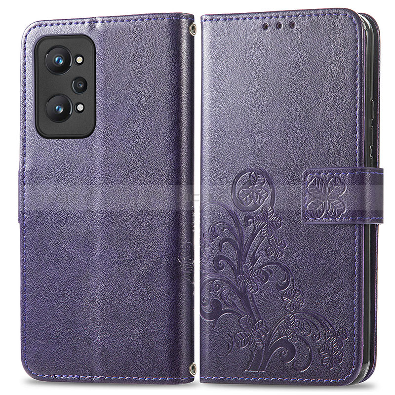 Coque Portefeuille Fleurs Livre Cuir Etui Clapet pour Realme GT Neo2 5G Rose Rouge Plus