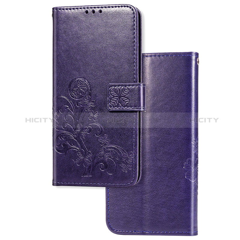 Coque Portefeuille Fleurs Livre Cuir Etui Clapet pour Samsung Galaxy A01 Core Violet Plus