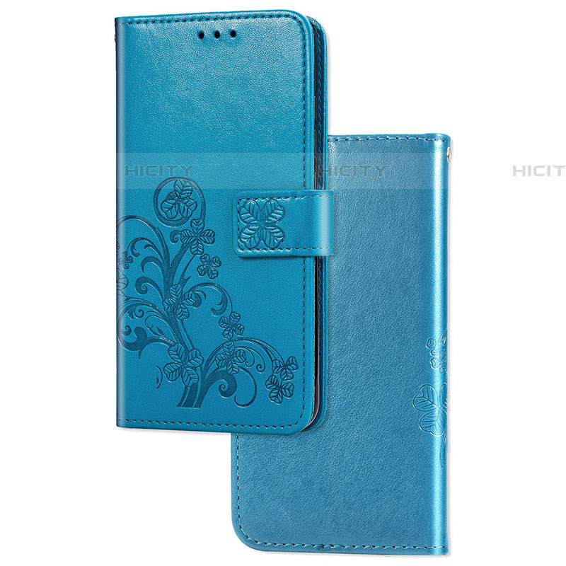 Coque Portefeuille Fleurs Livre Cuir Etui Clapet pour Samsung Galaxy A01 SM-A015 Bleu Plus