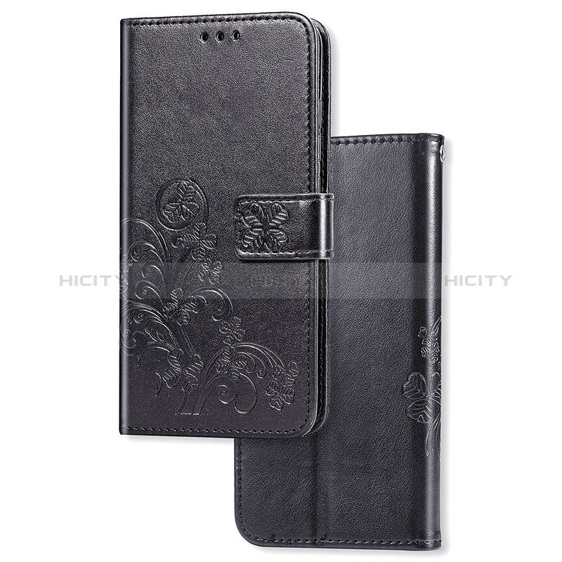 Coque Portefeuille Fleurs Livre Cuir Etui Clapet pour Samsung Galaxy A02s Noir Plus