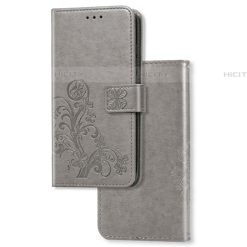 Coque Portefeuille Fleurs Livre Cuir Etui Clapet pour Samsung Galaxy A03s Gris Plus