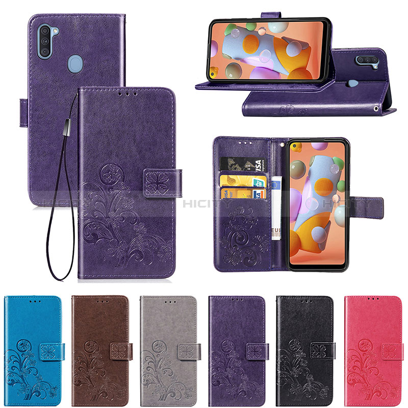 Coque Portefeuille Fleurs Livre Cuir Etui Clapet pour Samsung Galaxy A11 Plus