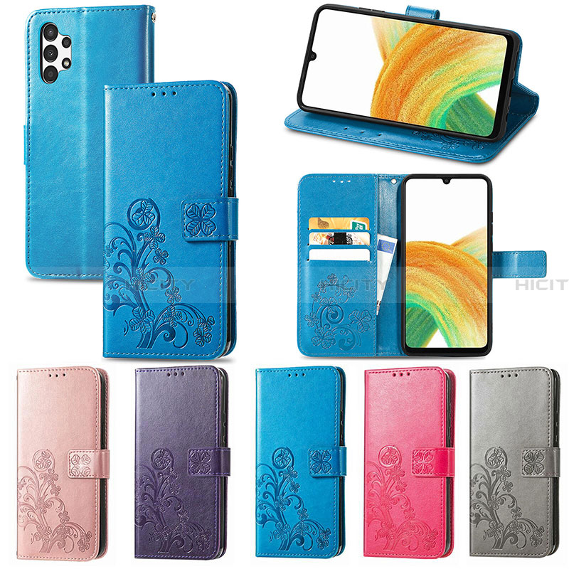 Coque Portefeuille Fleurs Livre Cuir Etui Clapet pour Samsung Galaxy A13 4G Plus