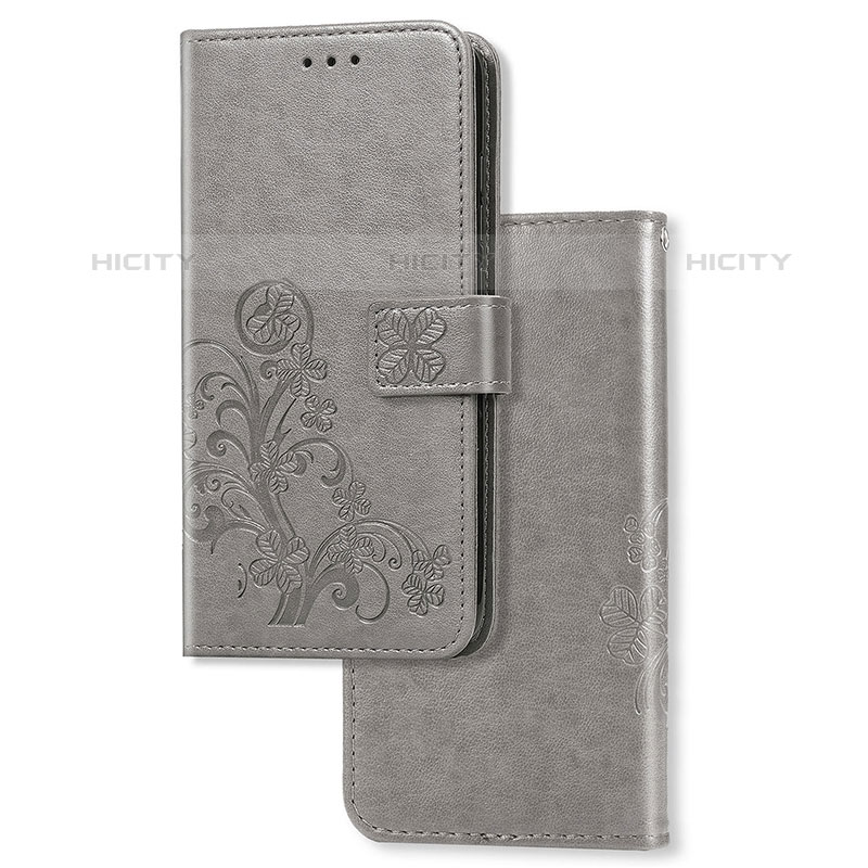 Coque Portefeuille Fleurs Livre Cuir Etui Clapet pour Samsung Galaxy A2 Core A260F A260G Gris Plus