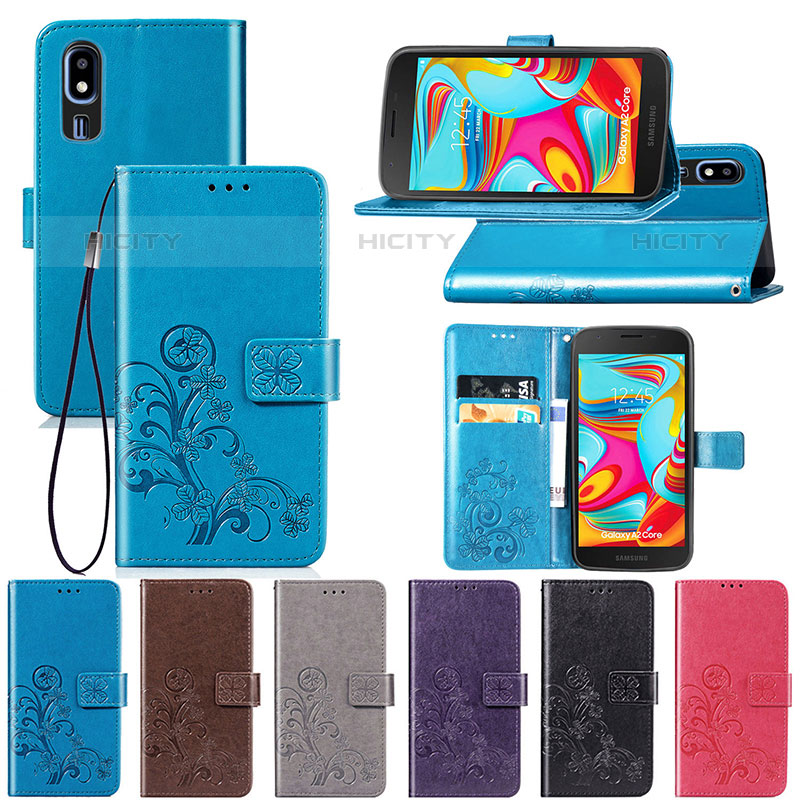 Coque Portefeuille Fleurs Livre Cuir Etui Clapet pour Samsung Galaxy A2 Core A260F A260G Plus