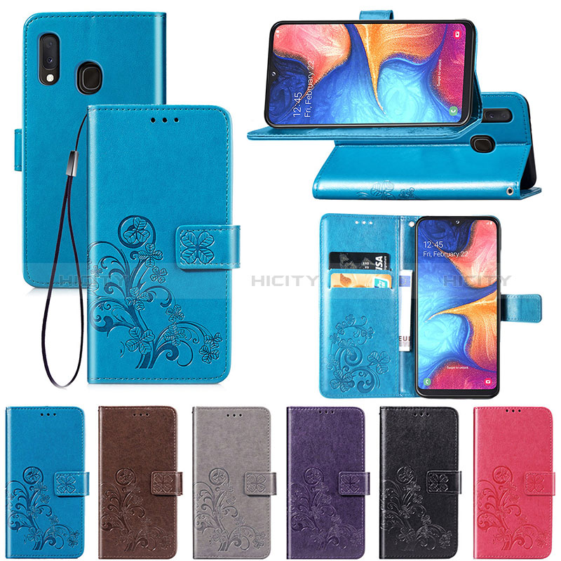 Coque Portefeuille Fleurs Livre Cuir Etui Clapet pour Samsung Galaxy A20e Plus