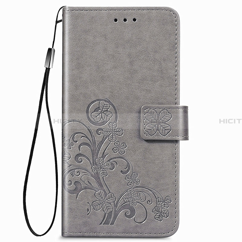 Coque Portefeuille Fleurs Livre Cuir Etui Clapet pour Samsung Galaxy A22 4G Gris Plus