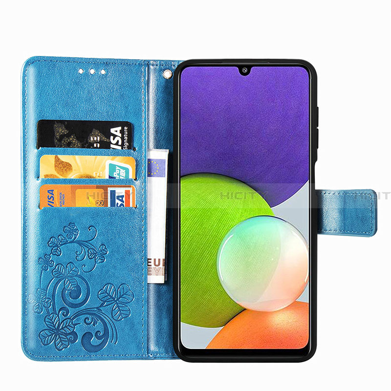 Coque Portefeuille Fleurs Livre Cuir Etui Clapet pour Samsung Galaxy A22 4G Plus