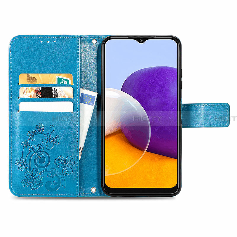 Coque Portefeuille Fleurs Livre Cuir Etui Clapet pour Samsung Galaxy A22 5G Plus