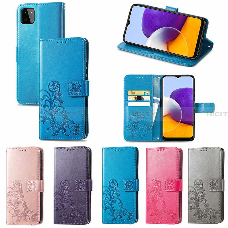 Coque Portefeuille Fleurs Livre Cuir Etui Clapet pour Samsung Galaxy A22 5G Plus