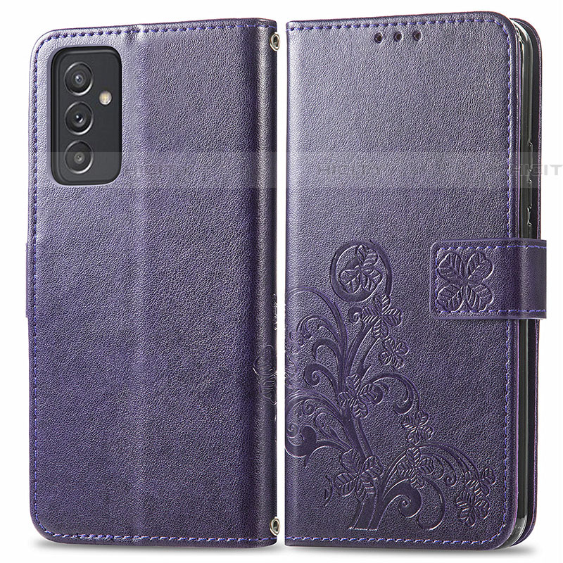 Coque Portefeuille Fleurs Livre Cuir Etui Clapet pour Samsung Galaxy A24 4G Violet Plus