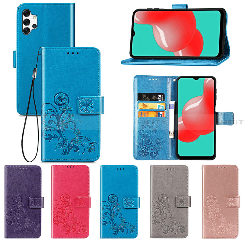 Coque Portefeuille Fleurs Livre Cuir Etui Clapet pour Samsung Galaxy A32 4G Plus