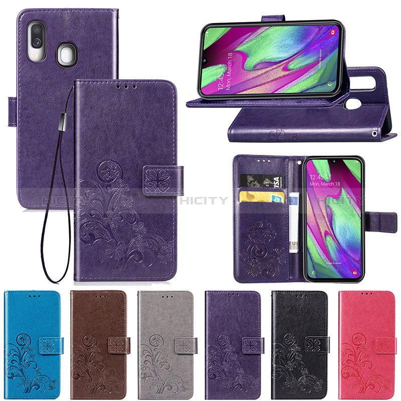 Coque Portefeuille Fleurs Livre Cuir Etui Clapet pour Samsung Galaxy A40 Plus