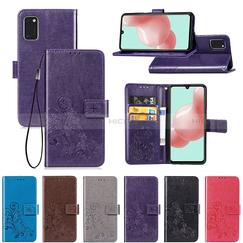 Coque Portefeuille Fleurs Livre Cuir Etui Clapet pour Samsung Galaxy A41 Plus