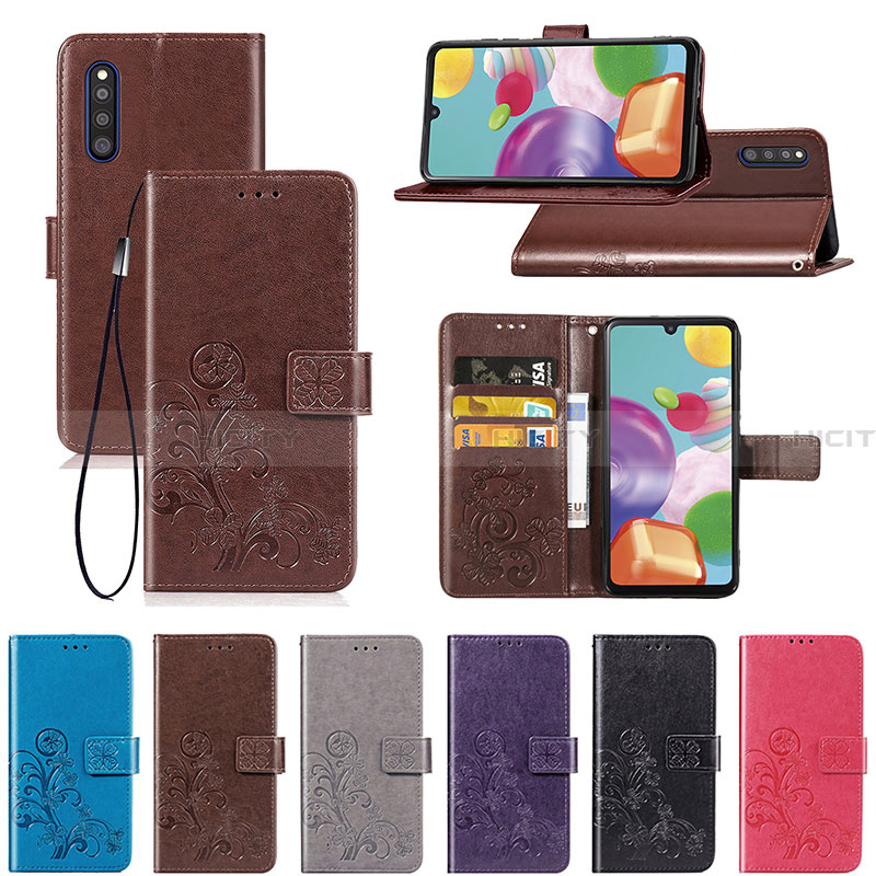 Coque Portefeuille Fleurs Livre Cuir Etui Clapet pour Samsung Galaxy A41 SC-41A Plus