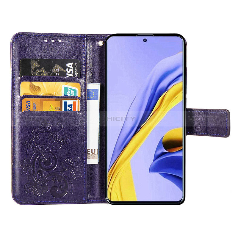 Coque Portefeuille Fleurs Livre Cuir Etui Clapet pour Samsung Galaxy A51 4G Plus