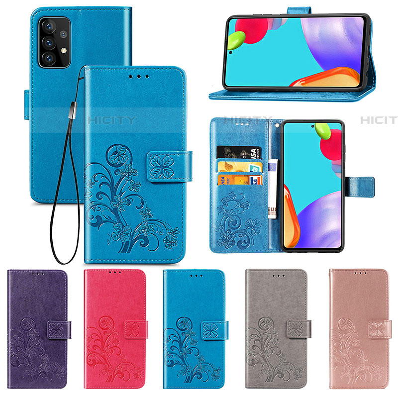 Coque Portefeuille Fleurs Livre Cuir Etui Clapet pour Samsung Galaxy A52 5G Plus