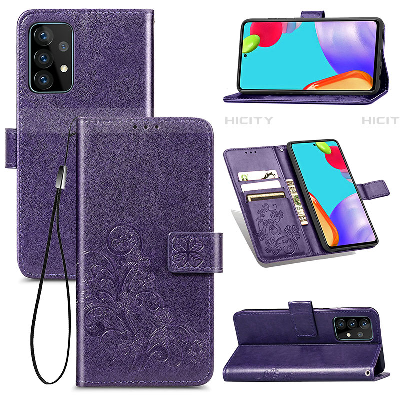 Coque Portefeuille Fleurs Livre Cuir Etui Clapet pour Samsung Galaxy A52 5G Plus