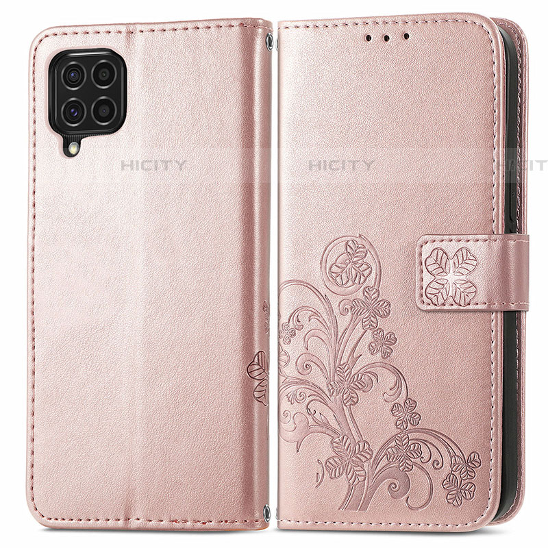 Coque Portefeuille Fleurs Livre Cuir Etui Clapet pour Samsung Galaxy F62 5G Rose Plus