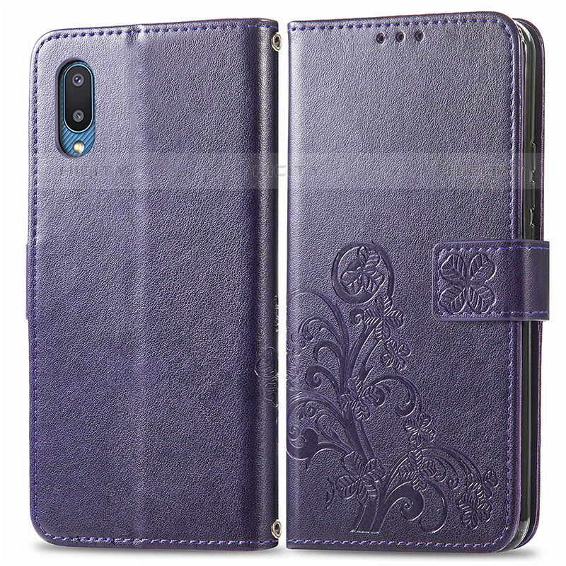 Coque Portefeuille Fleurs Livre Cuir Etui Clapet pour Samsung Galaxy M02 Plus